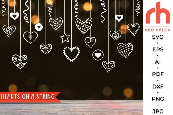 Download Hearts on a String SVG, Valentine Design - Premium Bundle