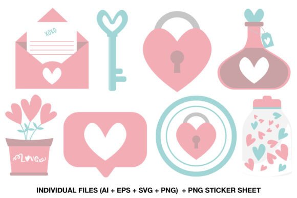 Download Pastel Valentine Clipart Set - Pastel valentine clipart Collection